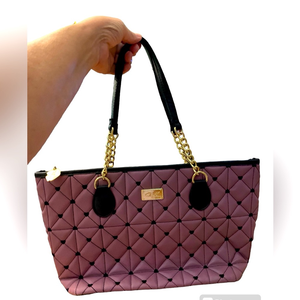 Betsey Johnson Purple Quilted Logo Shopper Bag